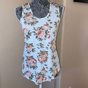 LuLaRoe simply comfortable white floral tank top size xs